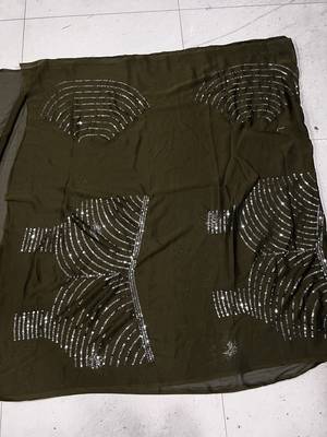 Mehendi Color Sequence Silk Designer Saree With  Silk Sequence Blouse 10
